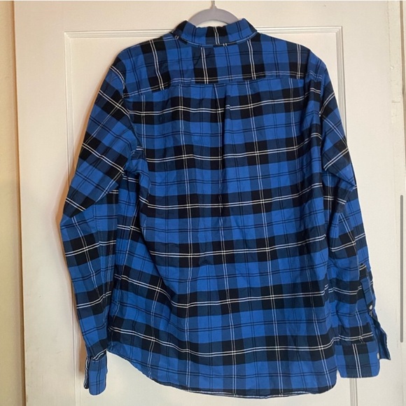 J. Crew Oxford Flannel Slim Fit Blue Plaid Button Down Long Sleeve Dress Shirt - Picture 4 of 7